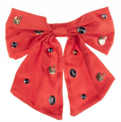 Ashton Football Hair Bow ( Red & Blue )