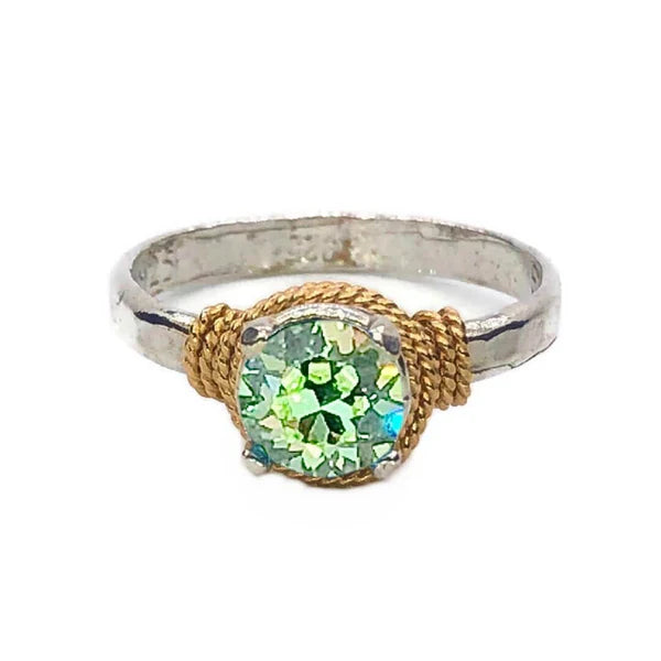 Hand Hammered Birthstone Ring Sterling with 14K Gold Filled Accents