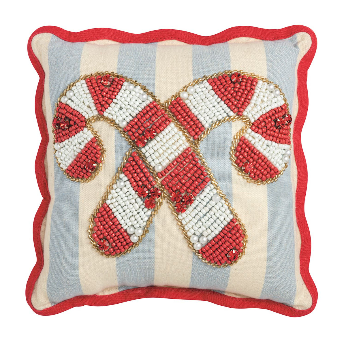 Mini Candy Cane Beaded Pillow
