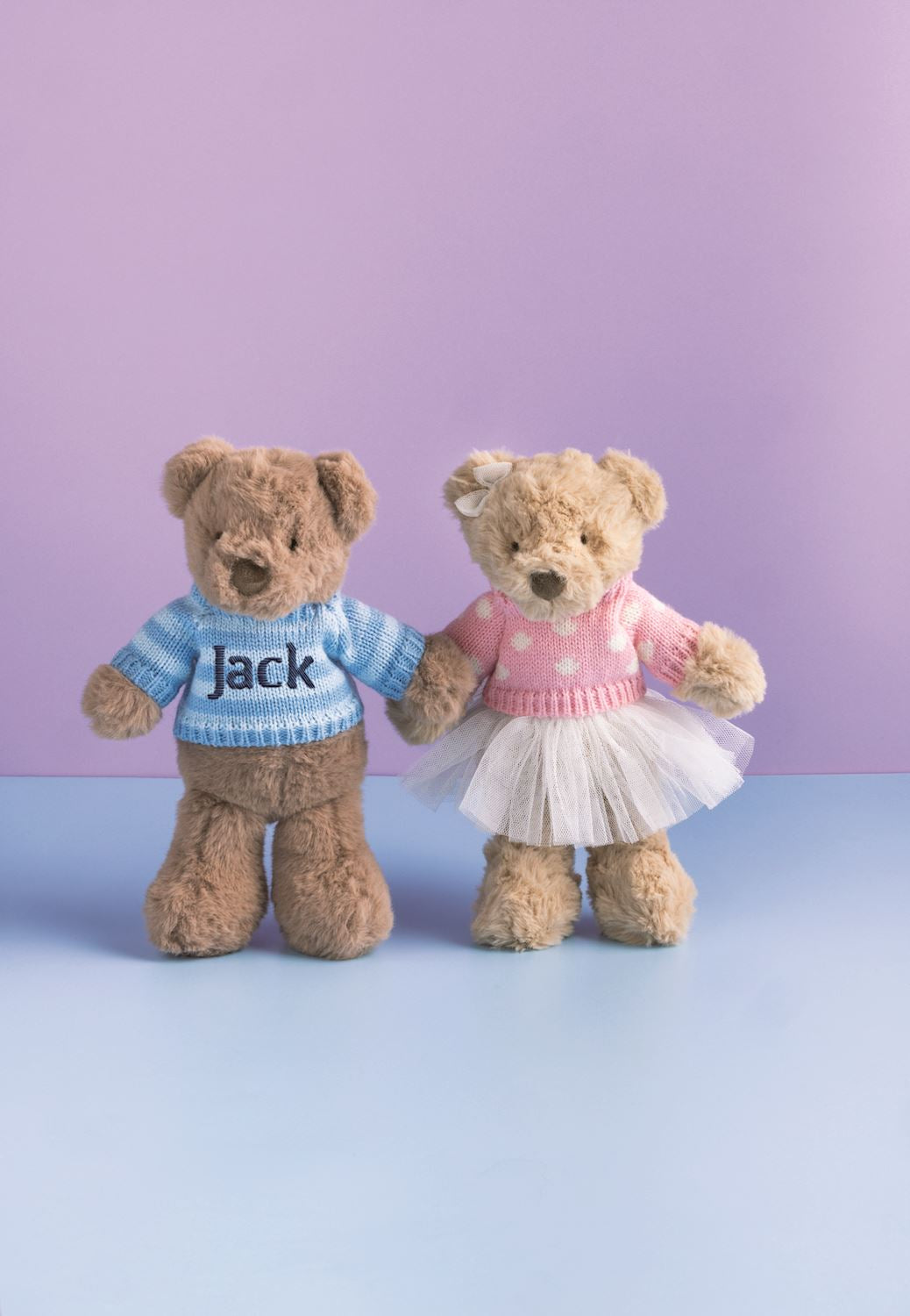 Monogram Plush Baby Bear ( Blue Stripe Boy or Pink Polka Dot Girl )