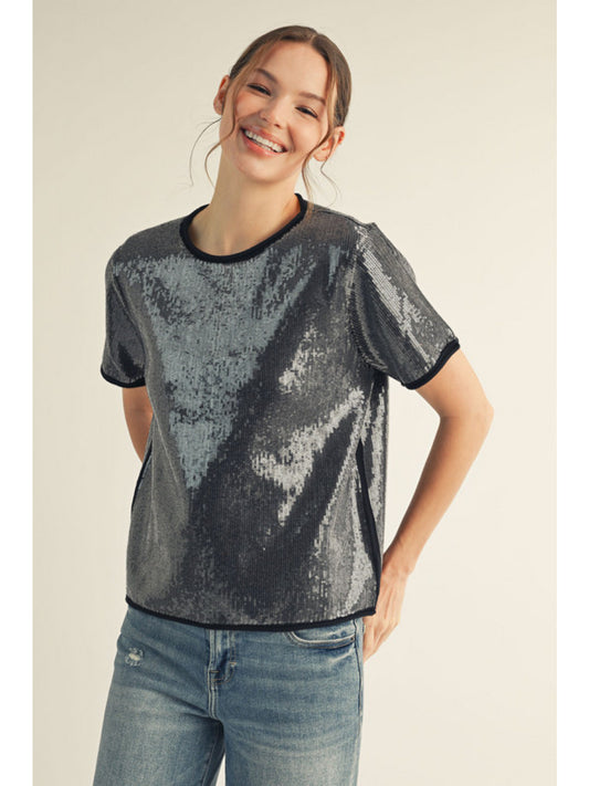 Jodifl Black Sequins Top