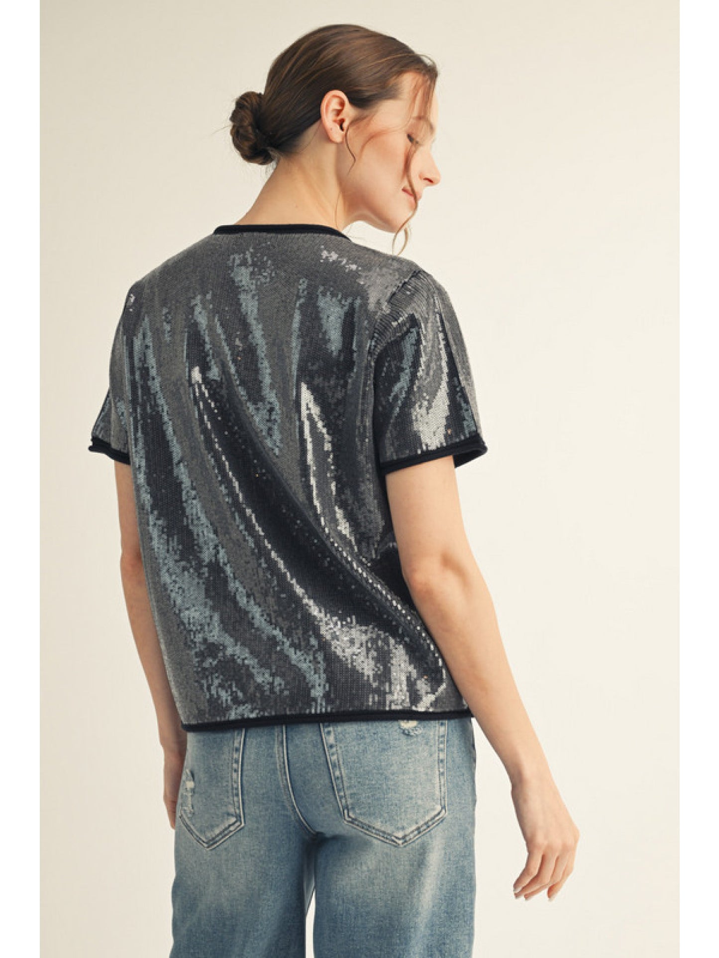 Jodifl Black Sequins Top