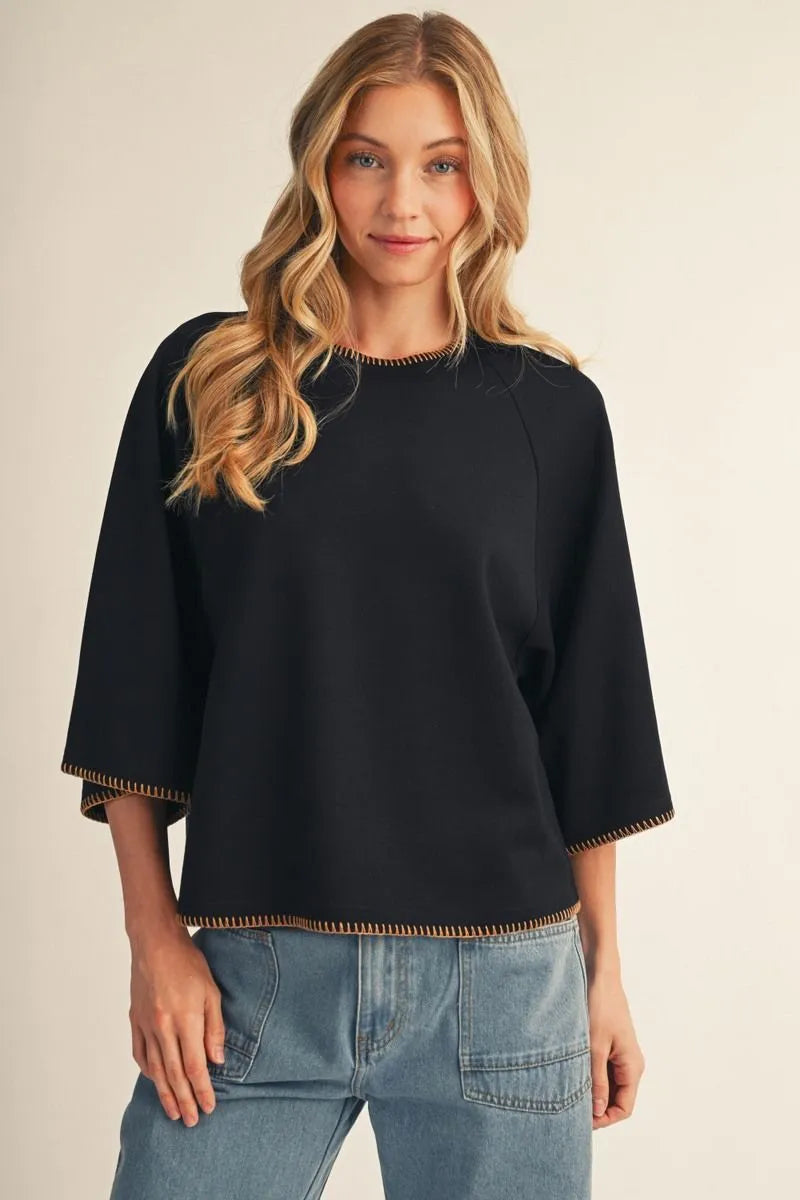 Black / Camel Brown Trim Fall Top