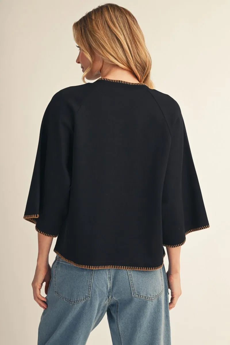 Black / Camel Brown Trim Fall Top