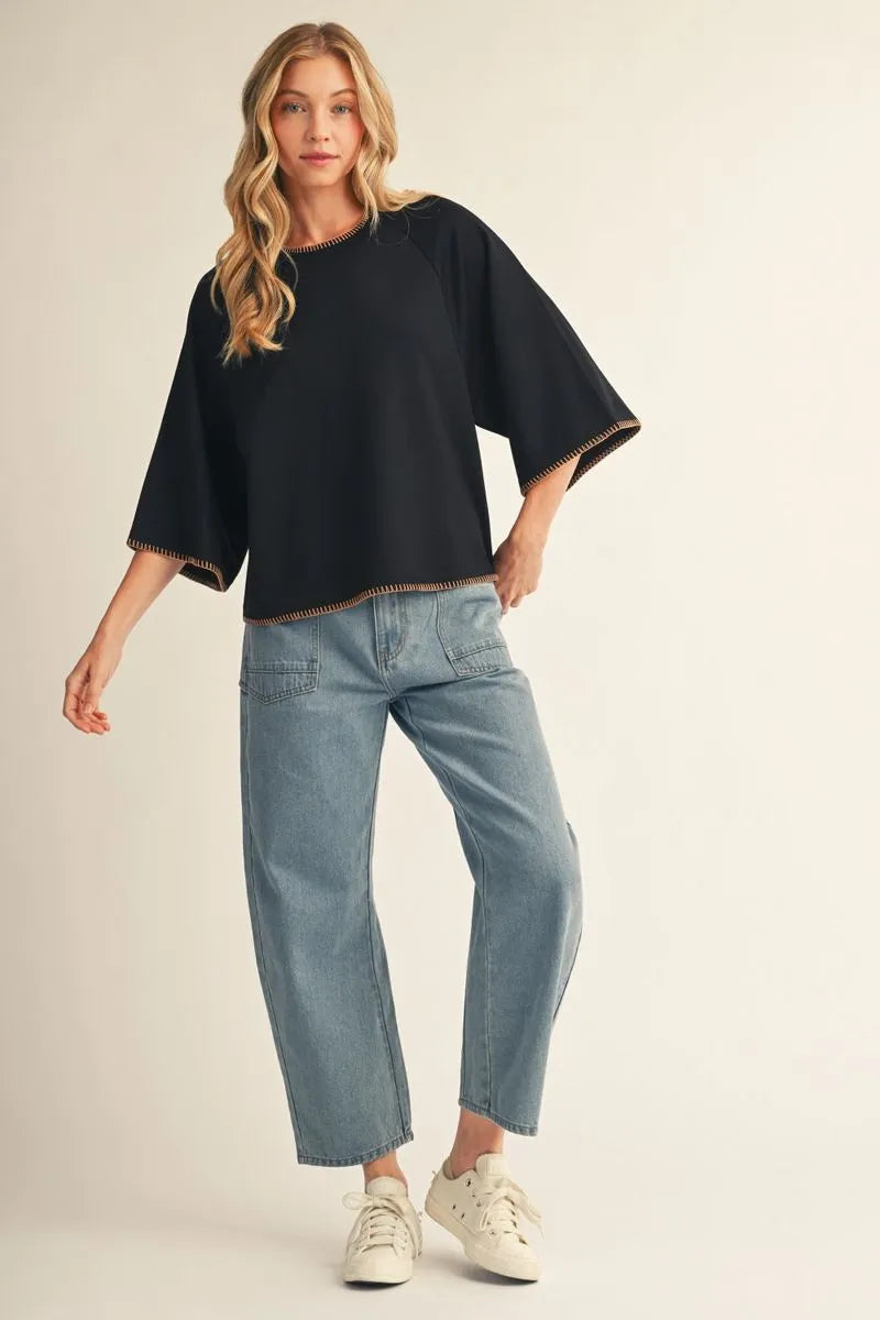 Black / Camel Brown Trim Fall Top