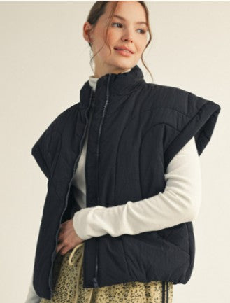 Puffer Vest - Black / Ivory
