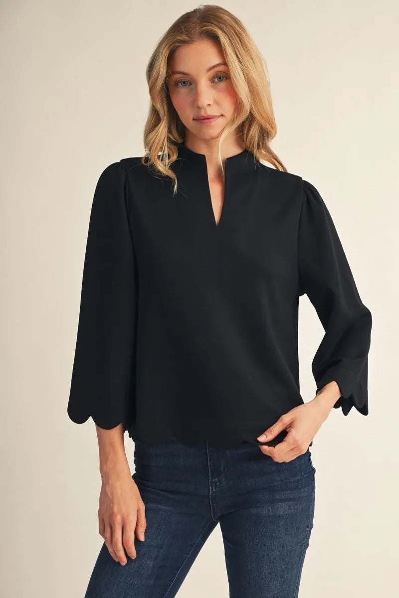 The Gwendolyn Fall Scallop Edge Top ( 3 Colors )