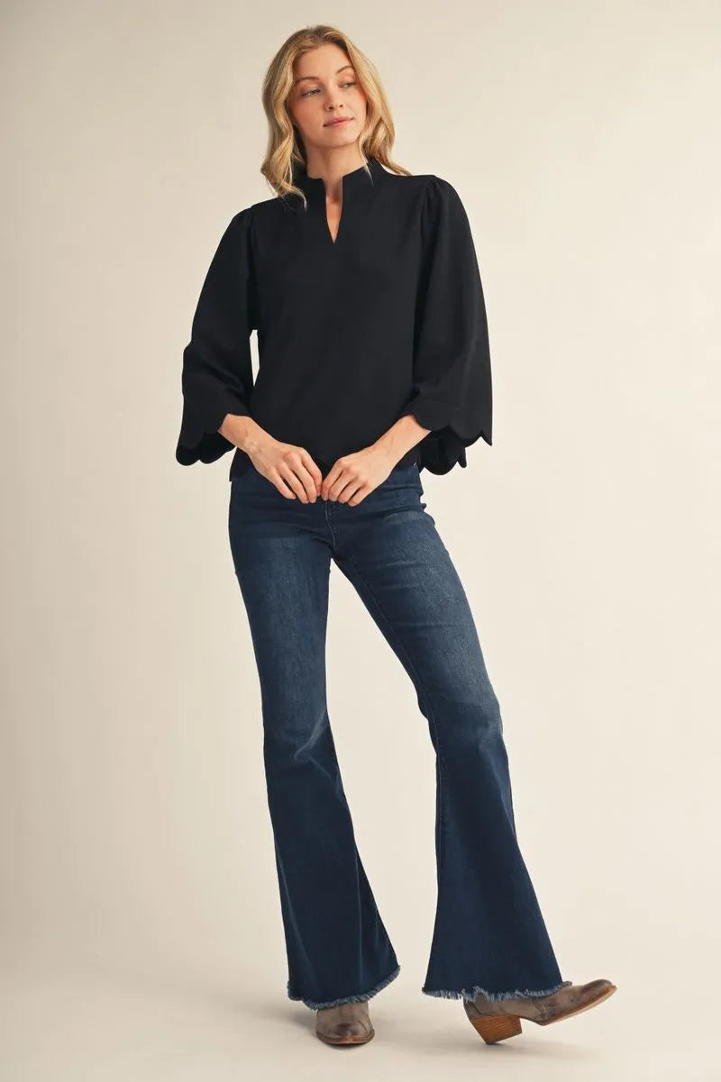 The Gwendolyn Fall Scallop Edge Top ( 3 Colors )