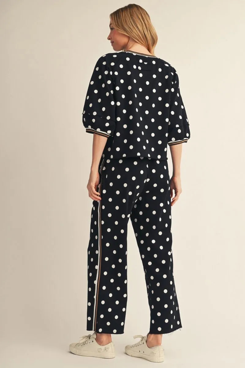 The Pamela Polka Dot Lounge Set ( Black or Brown )