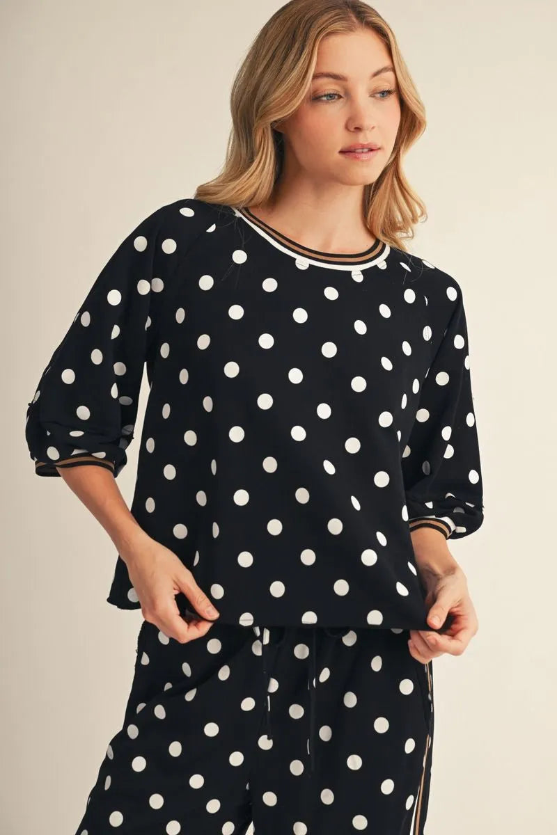 The Pamela Polka Dot Lounge Set ( Black or Brown )