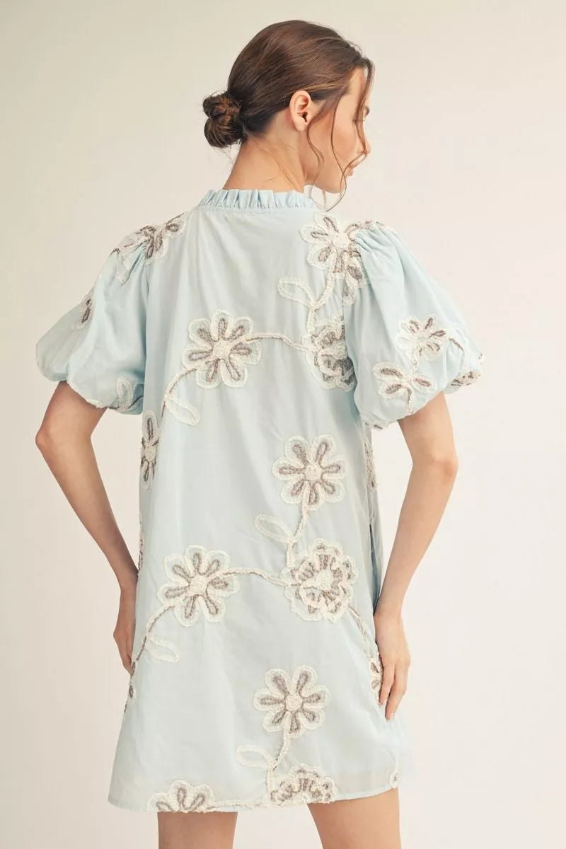 Soft Blue Embellished Spring Dress