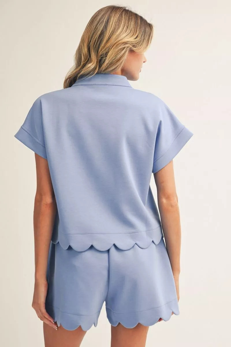 Skyler Blue Scallop Short Set