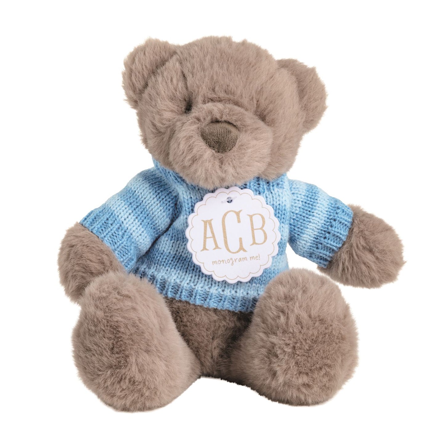 Monogram Plush Baby Bear ( Blue Stripe Boy or Pink Polka Dot Girl )