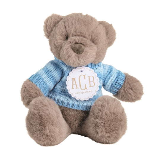 Monogram Plush Baby Bear ( Blue Stripe Boy or Pink Polka Dot Girl )