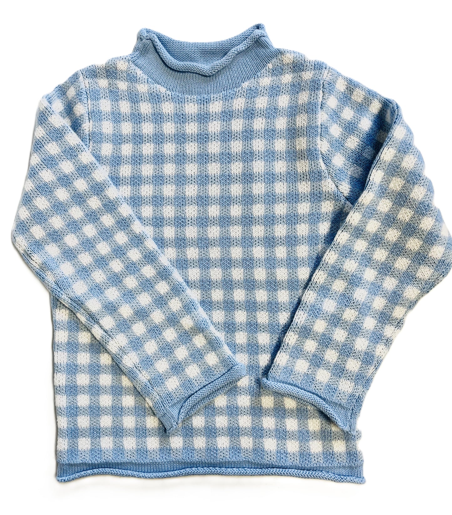 Toddler Gingham Cotton Roll Neck Sweaters (Pink or Blue)