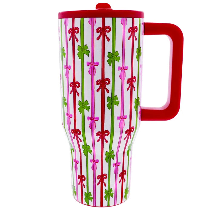 Bow-tiful Christmas 30 Oz. Tumbler With Flip Straw and Handle