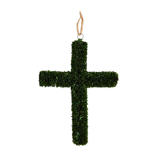 Faux Boxwood Cross Door Hanger