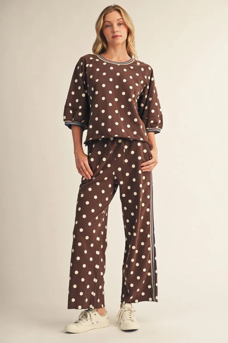 The Pamela Polka Dot Lounge Set ( Black or Brown )