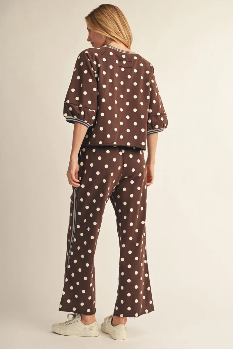 The Pamela Polka Dot Lounge Set ( Black or Brown )