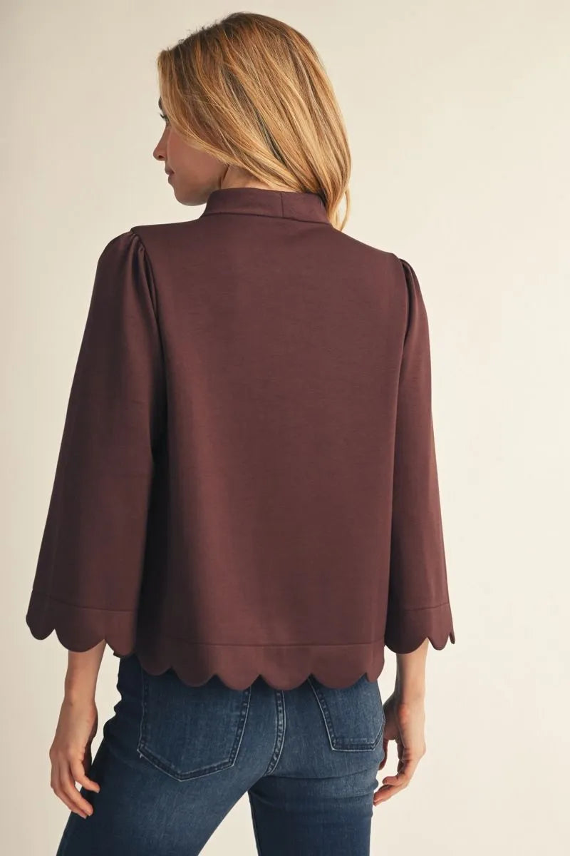 The Gwendolyn Fall Scallop Edge Top ( 3 Colors )
