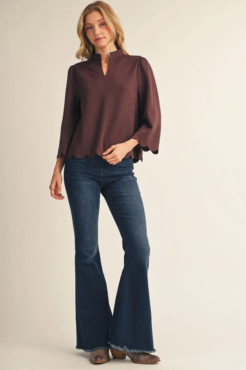 The Gwendolyn Fall Scallop Edge Top ( 3 Colors )
