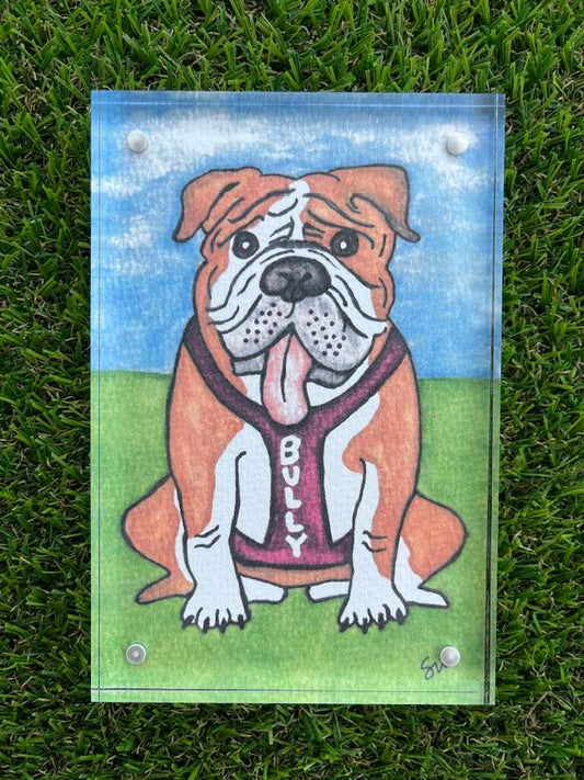 MS State Watercolor Bully in Acrylic Shelf Sitter (4x6)
