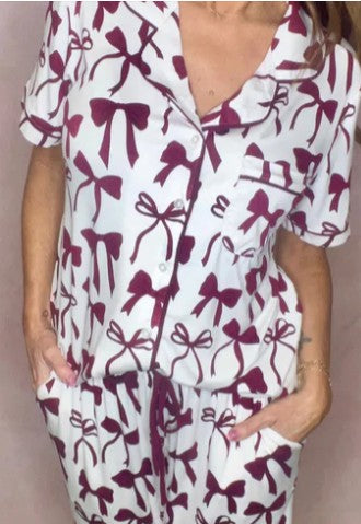 Charlotte Pajama Set ( Maroon/White , Red/Navy )