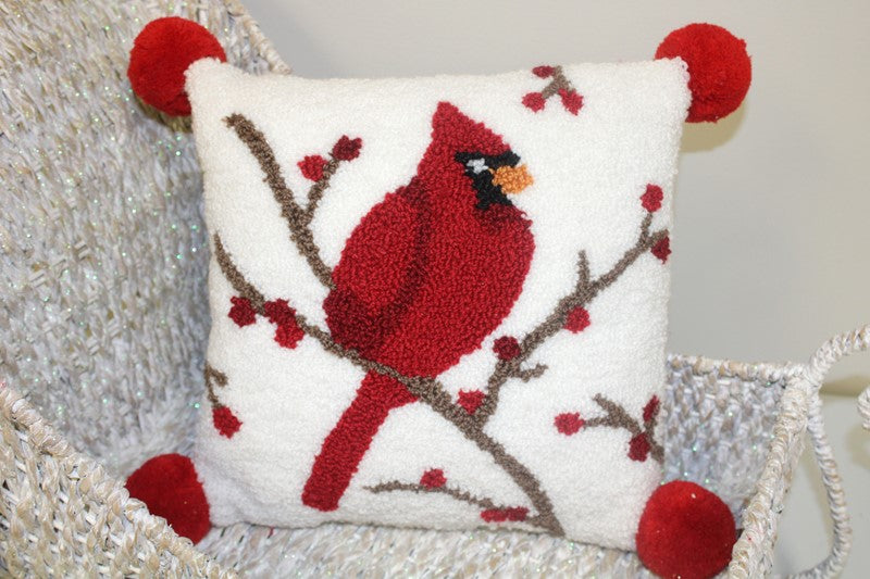 Cardinal Hooked Pillow