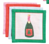 Holiday Cotton Champagne / Cocktail Napkin Sets - Set of 4 Napkins ( 2 Styles )