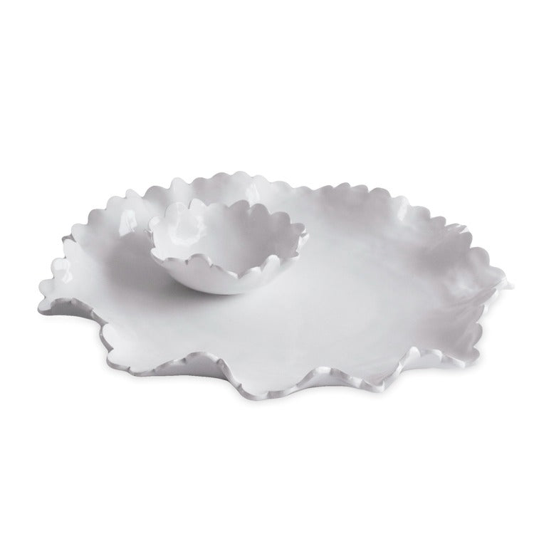 VIDA Colette Round Platter with Mini Dip Bowl (White)