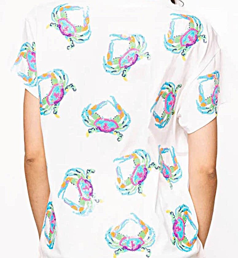 Queen of Sparkles White Multi Crab t-shirt