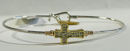 Micro Cross Pave Bracelet Sterling Silver / Bronze