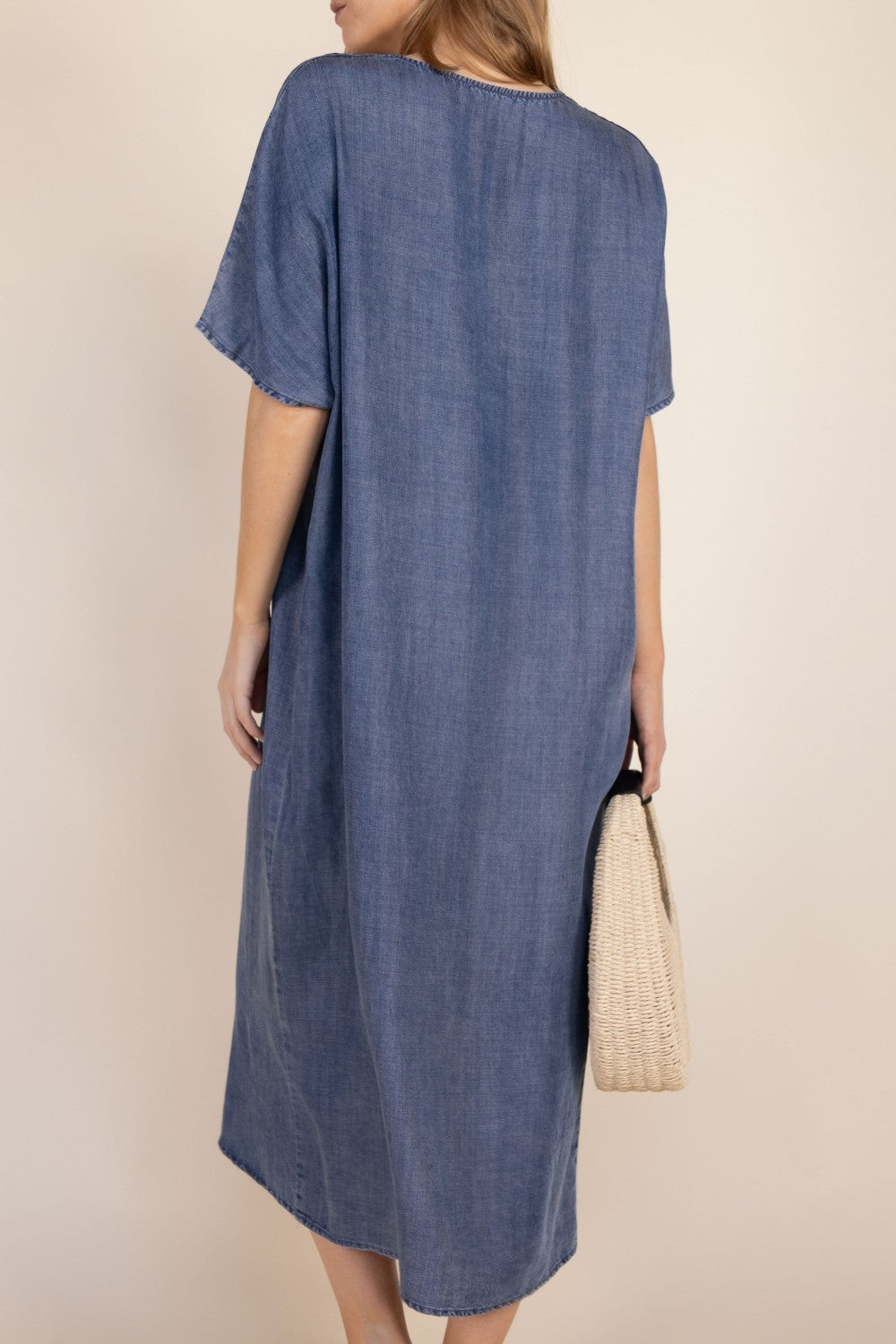 Tencel V-Neck Midi Dress