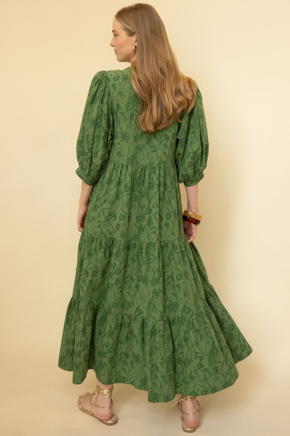 Print Cotton Tired Maxi Dress