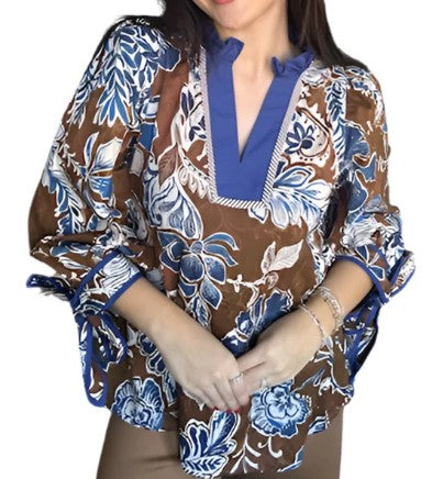 Plus Size Entro Fall Floral Printed Top