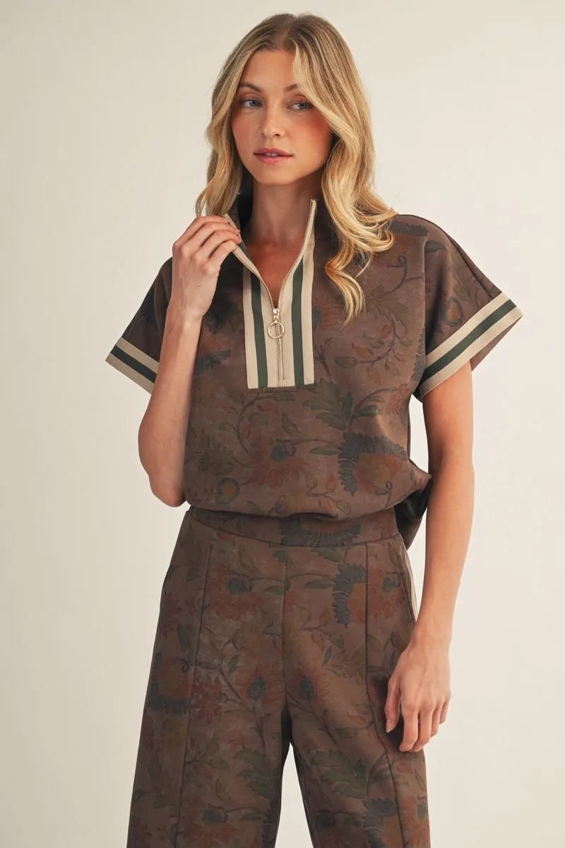 The Lauren Fall Floral Print Top ( Bottom Available Separately )