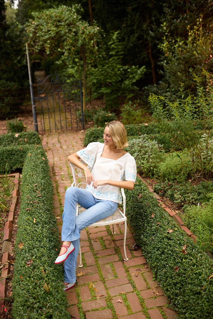 Brooks Avenue Georgia Blouse - Embroidered Periwinkle