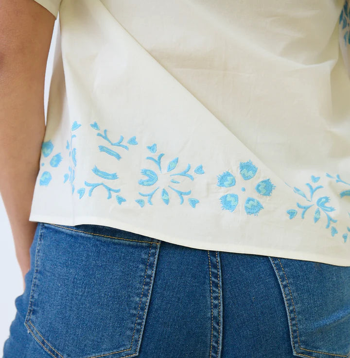 Brooks Avenue Georgia Blouse - Embroidered Periwinkle