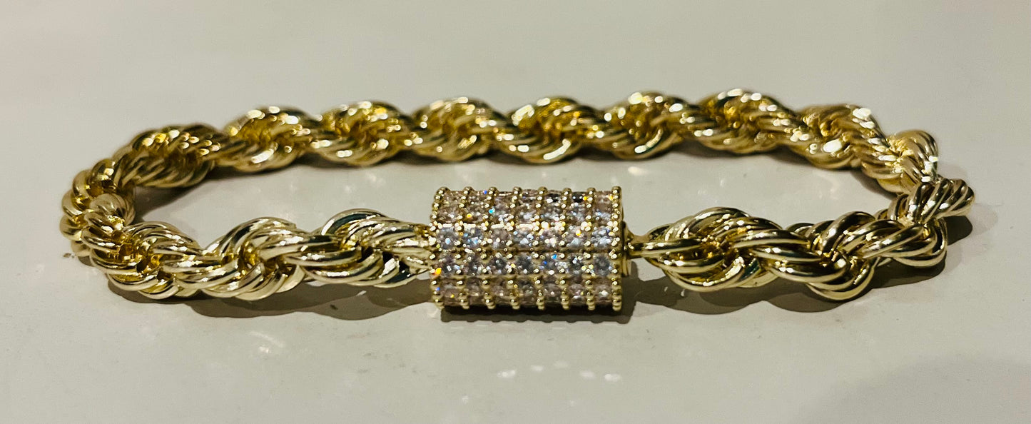 Gold cz Twisted Rope Bracelet