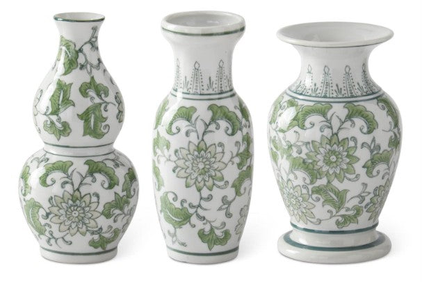 Blue & White Ceramic Chinoiserie Bud Vases - 3 Styles