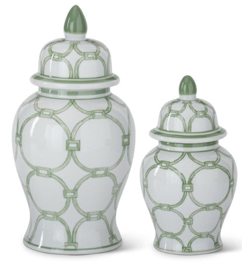 Green / White Ceramic Ginger Jars (2 sizes)