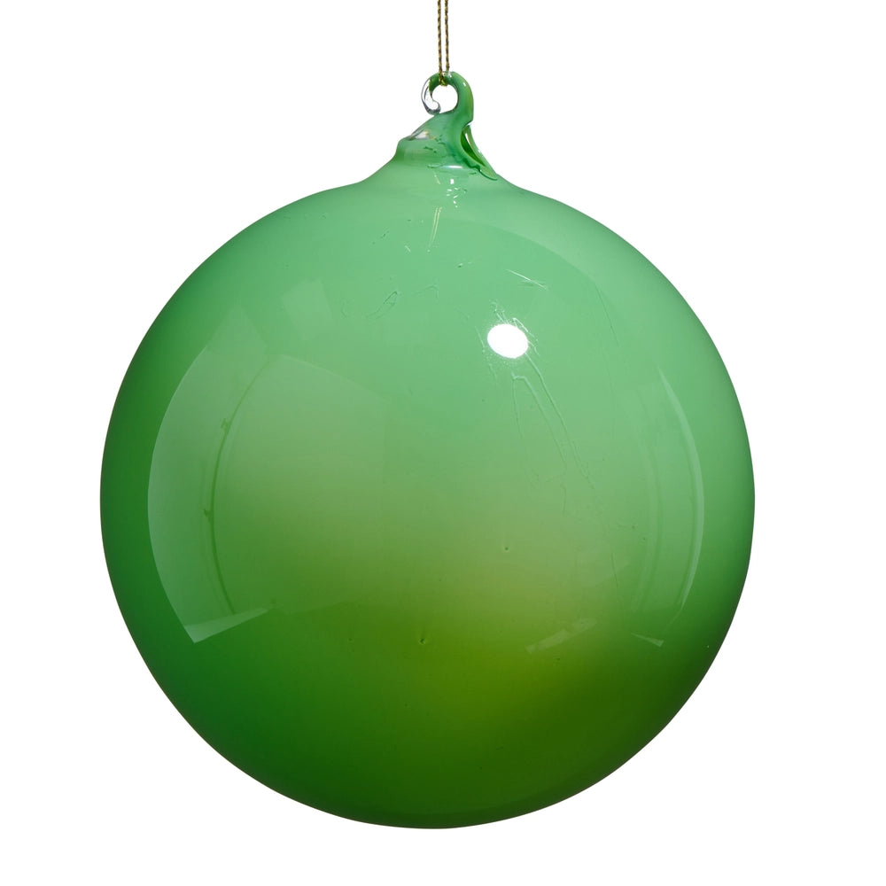 5" Green Opaque Blown Glass Ball Ornament