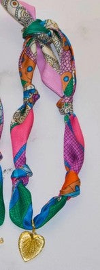 Heart Scarf Necklace ~ Multi Color Pattern