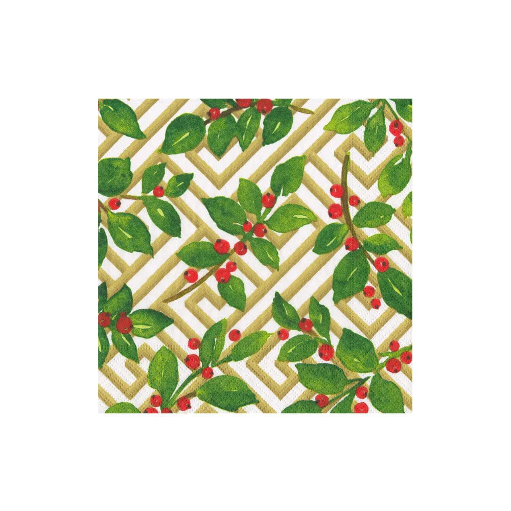 Caspari Holly and Fretwork Napkins and Guest Towels