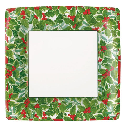 Caspari Holly and Mistletoe Paper Dinner Plates - 8/Pkg