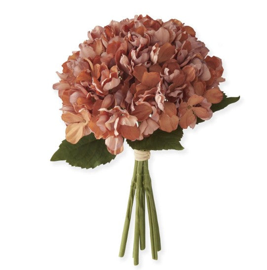 14" Rust Faux Dried Hydrangea Bundle (3 Stems)