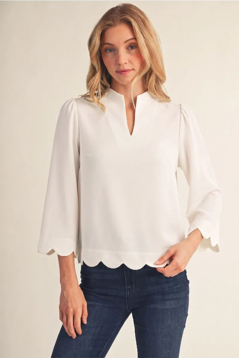 The Gwendolyn Fall Scallop Edge Top ( 3 Colors )