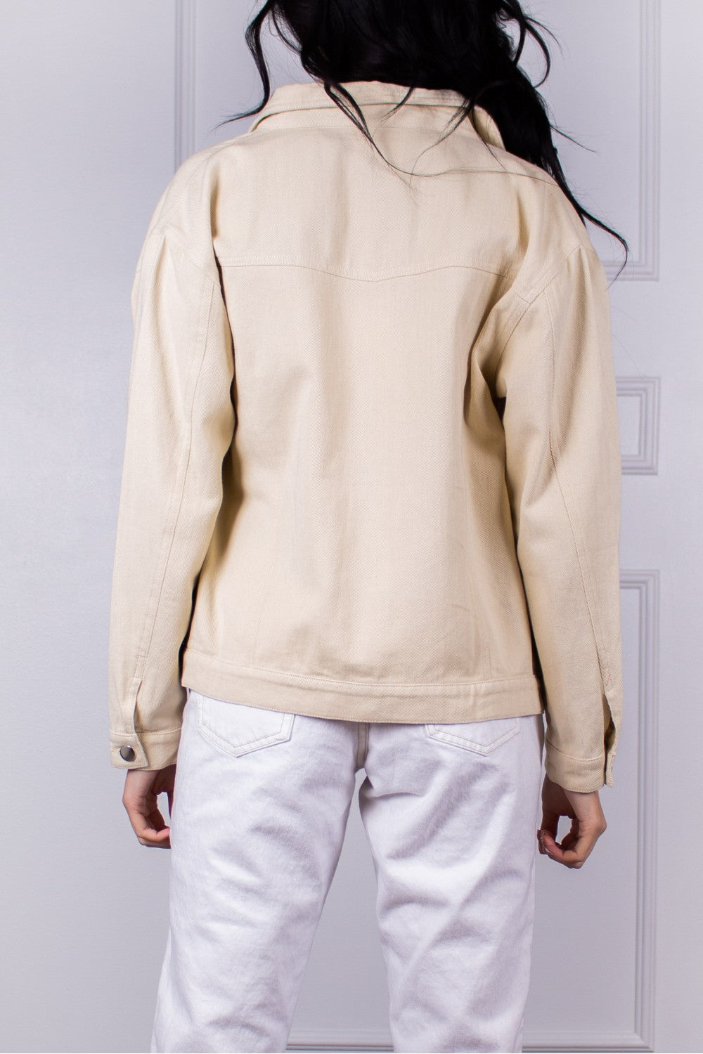 Boyfriend Fit Denim Jacket - Sand