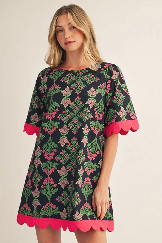 Sherrie Scalloped Mini Dress