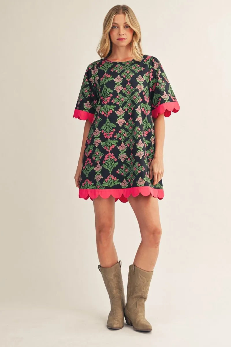 Sherrie Scalloped Mini Dress